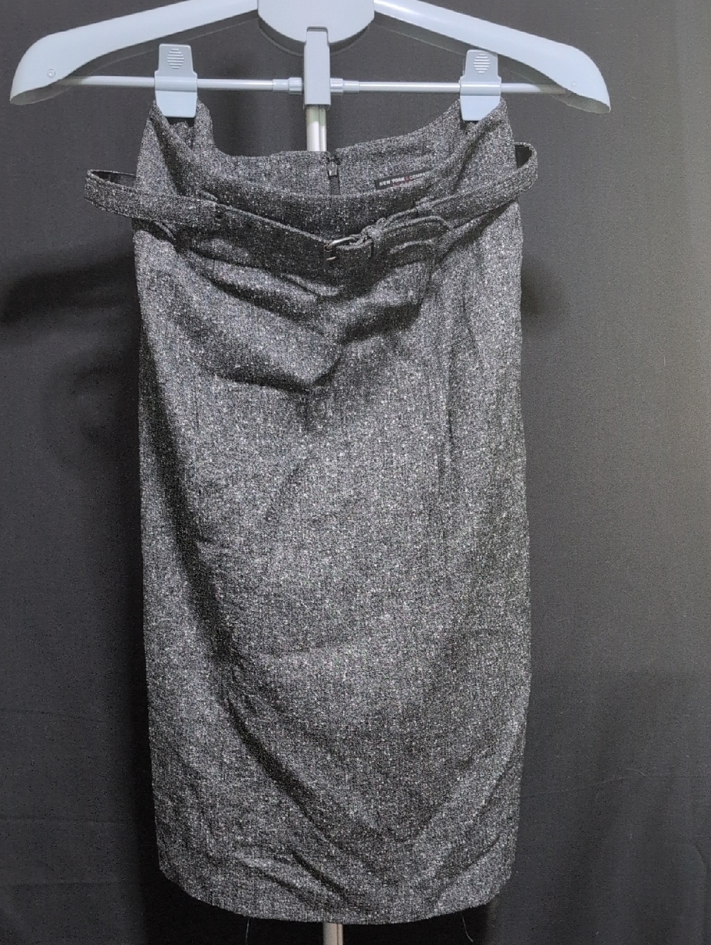 New York & Company Metallic Charcoal Pencil Skirt with Waist Belt